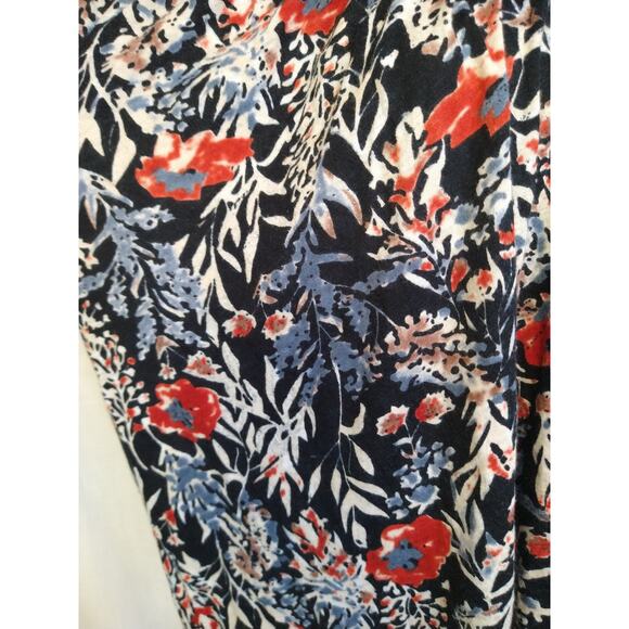 Lucky Brand Boho Floral V-Neck Peasant Top Size M Asymmetrical Hem - Picture 3 of 12